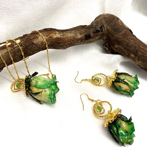 Set bijuterii handmade unicat din rasina si trandafiri naturali, Accesorii nuntă, Bijuterii mireasă, Set bijuterii de mireasă, Confecționarea bijuteriilor, ARTYNOS