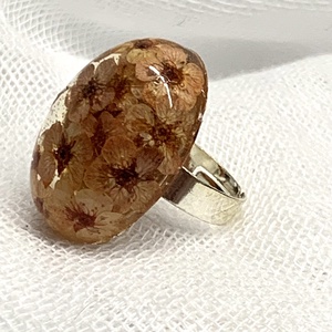 Inel reglabil handmade unicat - din rasina si flori naturale 00772, Bijuterii, Inele, Inele de statement, Confectionarea bijuteriilor, ARTYNOS