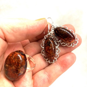 Set Bijuterii handmade unicat din rasina flori naturale - bijuterii - seturi de bijuterii - Artynos.ro