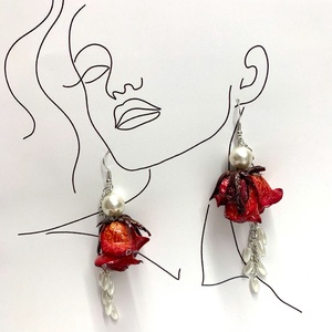Set bijuterii handmade unicat din rasina si trandafiri naturali - accesorii nuntă - bijuterii mireasă - set bijuterii de mireasă - Artynos.ro