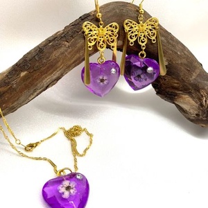 set bijuterii handmade unicat din rasina si flori naturale, Bijuterii, Seturi de bijuterii, Confecționarea bijuteriilor, ARTYNOS