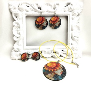 Set bijuterii handmade unicat, Bijuterii, Seturi de bijuterii, Confecționarea bijuteriilor, Decoupage, transfer și tehnici șervețel, ARTYNOS