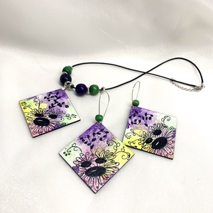 Set handmade unicat din lemn- pictat manual - bijuterii - seturi de bijuterii - Artynos.ro