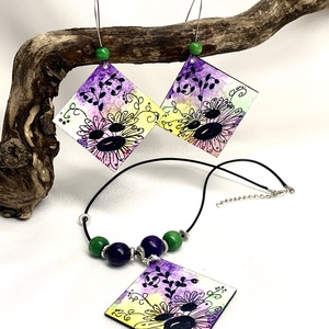 Set handmade unicat din lemn- pictat manual, Bijuterii, Seturi de bijuterii, Confecționarea bijuteriilor, Pictură, ARTYNOS