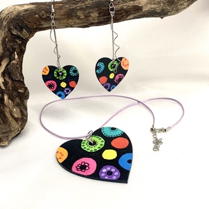 Set handmade unicat din lemn- pictat manual, Bijuterii, Seturi de bijuterii, Confecționarea bijuteriilor, Pictură, ARTYNOS