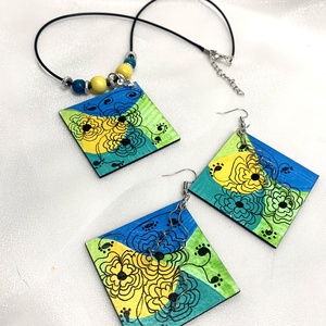 Set handmade unicat din lemn- pictat manual - bijuterii - seturi de bijuterii - Artynos.ro