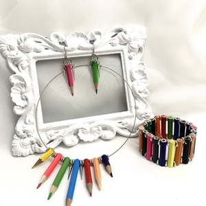 Set bijuterii handmade unicat din creioane colorate - Artynos.ro