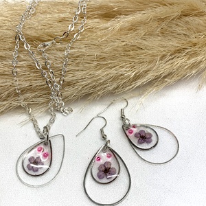 Set Bijuterii handmade unicat din rasina si flori naturale, Accesorii nuntă, Bijuterii mireasă, Set bijuterii de mireasă, Confecționarea bijuteriilor, ARTYNOS