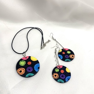 Set handmade unicat - pictat manual - bijuterii - cercei - cercei drop - Artynos.ro