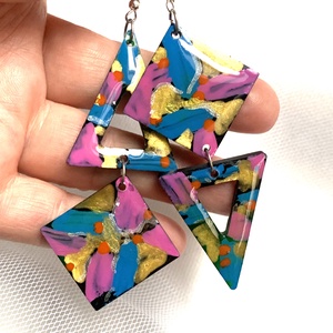 Cercei handmade unicat din rasina -pictati manual 69 LEI - bijuterii - cercei - cercei agățați - Artynos.ro