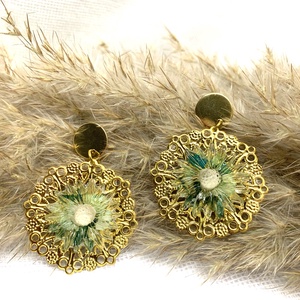 Cercei handmade unicat cu flori naturale și rășină, Bijuterii, Cercei, Cercei agățați, Confecționarea bijuteriilor, ARTYNOS