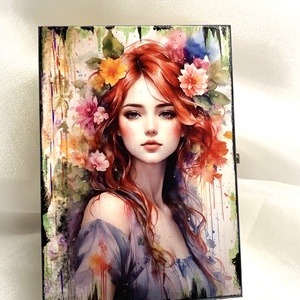 Cutie lemn- caseta de bijuterii decorata manual - bijuterii - suporturi bijuterii și cutie bijuterii - cutii de bijuterii - Artynos.ro