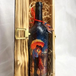 Set cadou-Cutie lemn +sticla de vin - casă & stil de viață - set de cadou - Artynos.ro