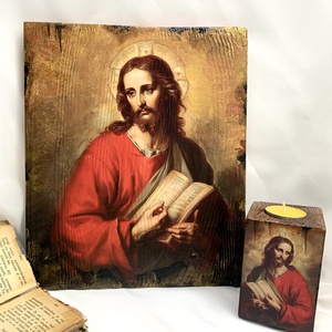 Set handmde unicat -icoana cu lumanare - casă & stil de viață - obiecte religioase și de devoțiune - binecuvântarea casei - Artynos.ro