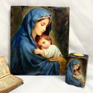 Set handmde unicat -icoana cu lumanare - casă & stil de viață - obiecte religioase și de devoțiune - binecuvântarea casei - Artynos.ro