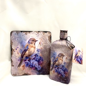 Set cadou-tablou + sticla decorativa, Casă & Stil de viață, Set de cadou, Decoupage, transfer și tehnici șervețel, Pictură, ARTYNOS