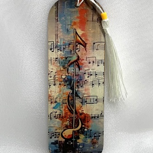 Semn de carte din lemn, decorat manual, Cărți și creații cu tematică muzicală, cadouri, Semn de carte, Decoupage, transfer și tehnici șervețel, ARTYNOS