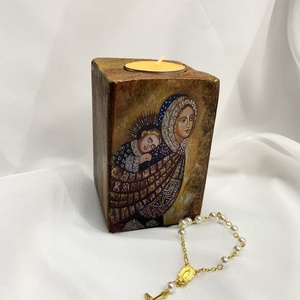 Set handmde unicat -icoana cu lumanare - casă & stil de viață - obiecte religioase și de devoțiune - binecuvântarea casei - Artynos.ro