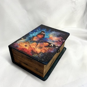Cutie lemn- caseta de bijuterii decorata manual, Bijuterii, Suporturi bijuterii și cutie bijuterii, Cutii de bijuterii, Decoupage, transfer și tehnici șervețel, Pictură, ARTYNOS
