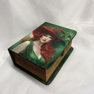 Cutie lemn- caseta de bijuterii decorata manual, Bijuterii, Suporturi bijuterii și cutie bijuterii, Cutii de bijuterii, Decoupage, transfer și tehnici șervețel, Pictură, ARTYNOS