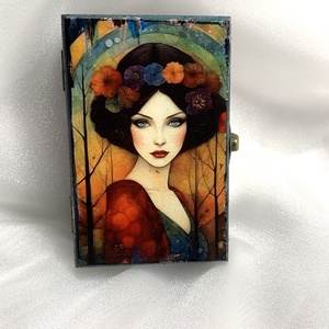 Cutie lemn- caseta de bijuterii decorata manual - bijuterii - suporturi bijuterii și cutie bijuterii - cutii de bijuterii - Artynos.ro