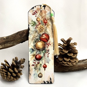 Semn de carte din lemn, decorat manual 00034, Cărți și creații cu tematică muzicală, cadouri, Semn de carte, Decoupage, transfer și tehnici șervețel, ARTYNOS