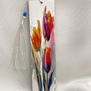 Semn de carte din lemn, decorat manual 00047, Cărți și creații cu tematică muzicală, cadouri, Semn de carte, Decoupage, transfer și tehnici șervețel, ARTYNOS