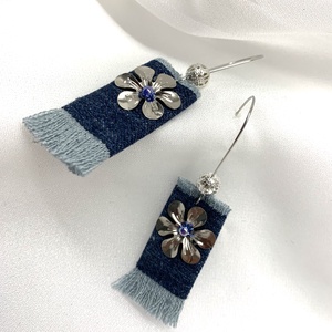 Cercei handmade unicat din denim albastru  00075, Bijuterii, Cercei, Cercei drop, Confecționarea bijuteriilor, ARTYNOS