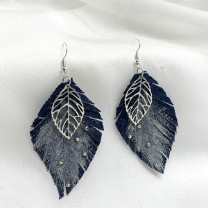 Cercei handmade unicat din denim albastru 00076 - bijuterii - cercei - cercei drop - Artynos.ro