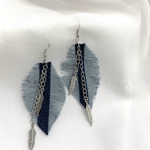 Cercei handmade unicat din denim albastru 00077, Bijuterii, Cercei, Cercei drop, Confecționarea bijuteriilor, ARTYNOS