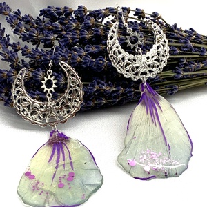 cercei handmade unicat din rasina si flori naturale 00087 - Artynos.ro