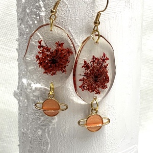 cercei handmade unicat din rasina si flori naturale 00090 - bijuterii - cercei - cercei drop - Artynos.ro
