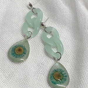 cercei handmade unicat din rasina si flori naturale 00093  - bijuterii - cercei - cercei drop - Artynos.ro