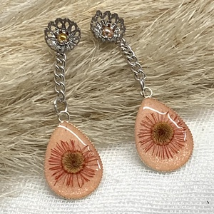 cercei handmade unicat din rasina si flori naturale 00094, Bijuterii, Cercei, Cercei drop, Confecționarea bijuteriilor, ARTYNOS