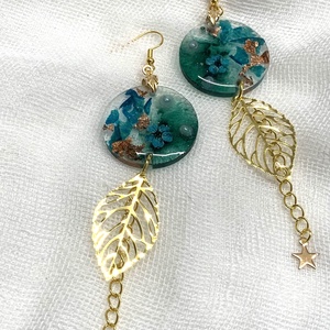 cercei handmade unicat din rasina si flori naturale 00096 - bijuterii - cercei - cercei drop - Artynos.ro