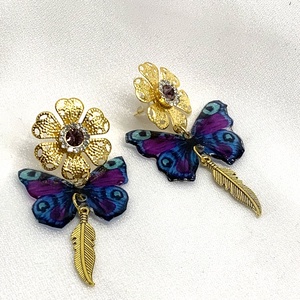 cercei handmade unicat -model fluturi 00100 , Bijuterii, Cercei, Cercei drop, Confecționarea bijuteriilor, ARTYNOS