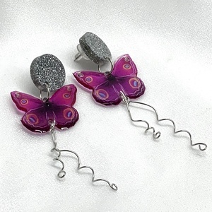 cercei handmade unicat -model fluturi 00102 - bijuterii - cercei - cercei drop - Artynos.ro