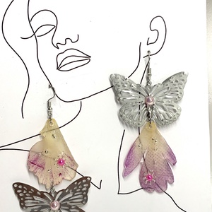 cercei handmade unicat din rasina si flori naturale 00114 - bijuterii - cercei - cercei drop - Artynos.ro