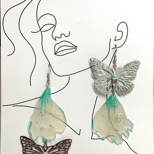 cercei handmade unicat din rasina si flori naturale 00115, Bijuterii, Cercei, Cercei drop, Confecționarea bijuteriilor, ARTYNOS