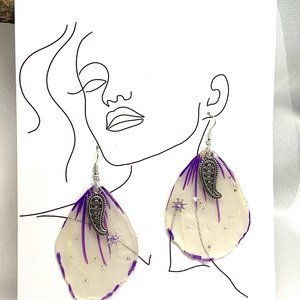 cercei handmade unicat din rasina si flori naturale 00116 -  - Artynos.ro