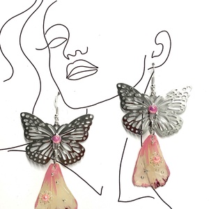 cercei handmade unicat din rasina si flori naturale 00118 -  - Artynos.ro