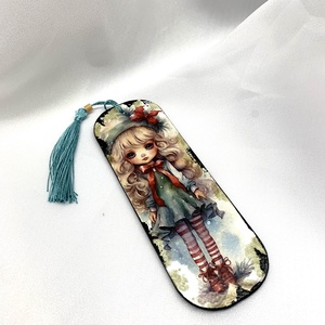 Semn de carte din lemn, decorat manual    00123, Cărți și creații cu tematică muzicală, cadouri, Semn de carte, Decoupage, transfer și tehnici șervețel, ARTYNOS