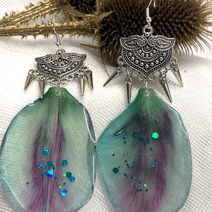 cercei handmade unicat din rasina si flori naturale 00124 - Artynos.ro
