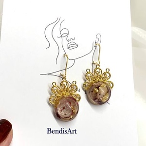 cercei handmade unicat din rasina si flori naturale  00172 -  - Artynos.ro