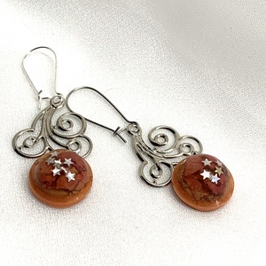cercei handmade unicat din rasina si flori naturale 00179 - Artynos.ro