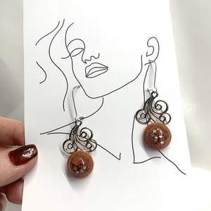 cercei handmade unicat din rasina si flori naturale 00179 -  - Artynos.ro