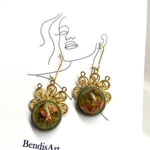 cercei handmade unicat din rasina si flori naturale 00239 -  - Artynos.ro