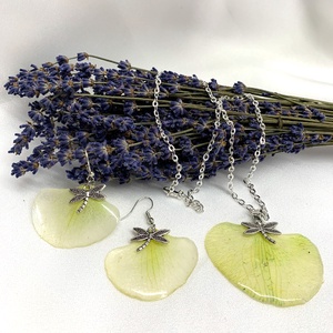 Set Bijuterii handmade unicat din rasina si flori naturale  00490 - Artynos.ro