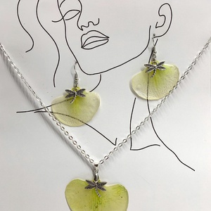 Set Bijuterii handmade unicat din rasina si flori naturale  00490 -  - Artynos.ro