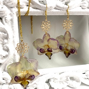 Set Bijuterii handmade unicat din rasina si flori naturale 00491 - Artynos.ro